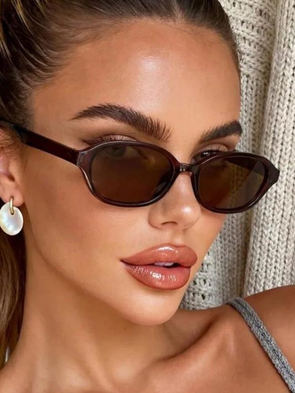 Vintage Small Frame Oval Sunglasses